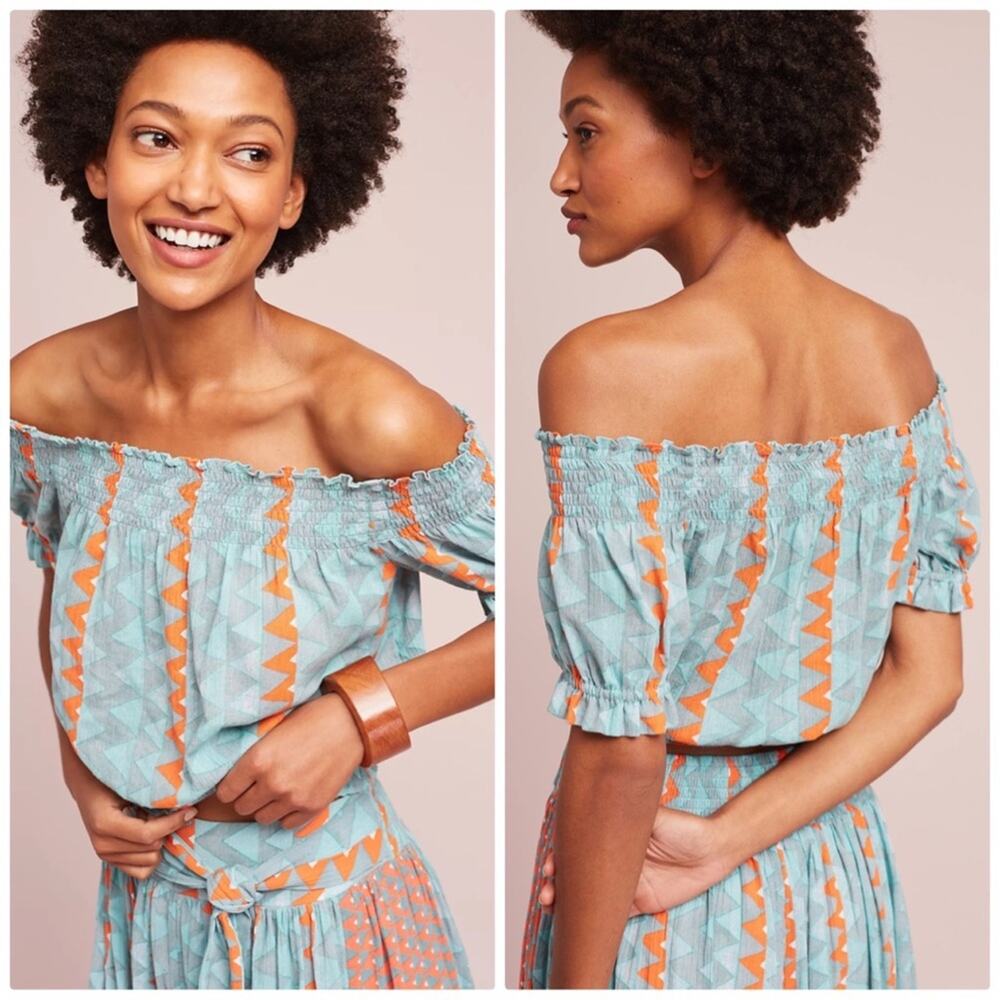 Anthropologie Demetria Cotton‎ Off-The-Shoulder Cropped Top Size XL